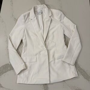 The Drop Blake Long Blazer Jacket Womens Size XS Ivory SingleButton Career Work